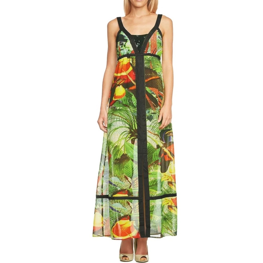 NWT Desigual Tropical‎ Rainforest Maxi Dress US 4 EU 38 Sleeveless Cruise Beach